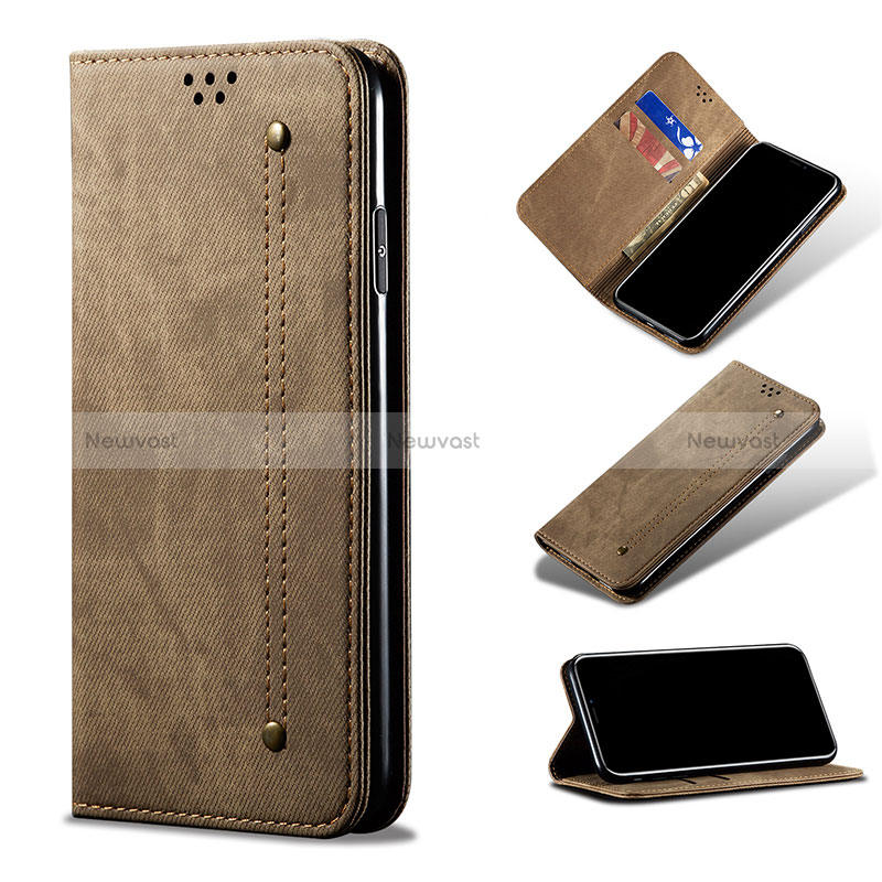 Cloth Case Stands Flip Cover B01S for Xiaomi Mi 10S 5G Khaki