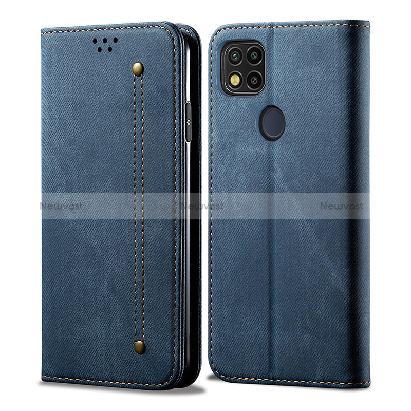 Cloth Case Stands Flip Cover B01S for Xiaomi POCO C31 Blue