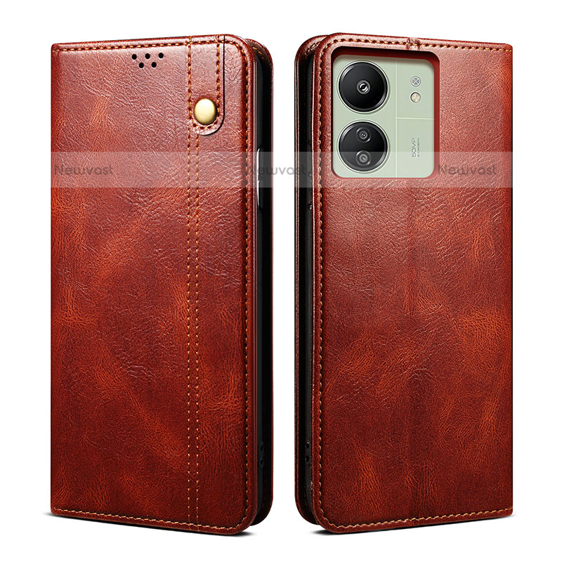 Cloth Case Stands Flip Cover B01S for Xiaomi Poco C65 Brown