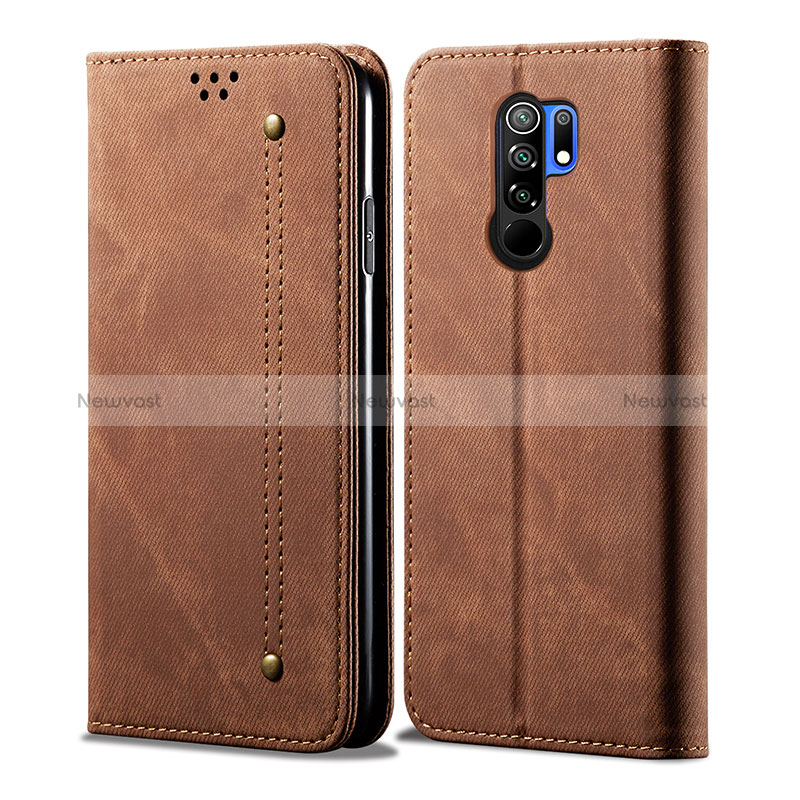 Cloth Case Stands Flip Cover B01S for Xiaomi Redmi 9 Brown