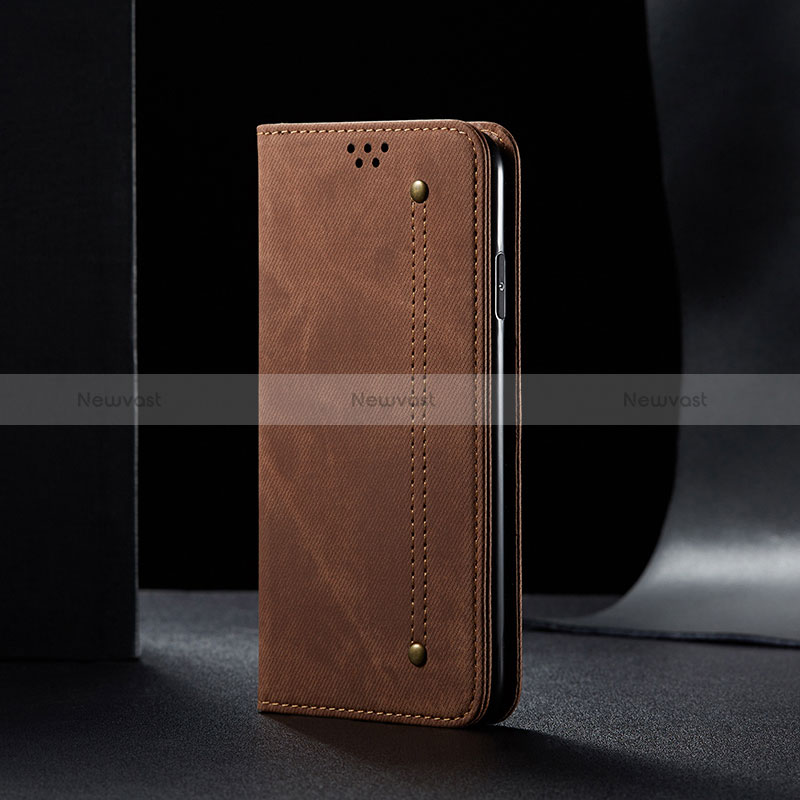 Cloth Case Stands Flip Cover B01S for Xiaomi Redmi Note 11 SE India 4G Brown