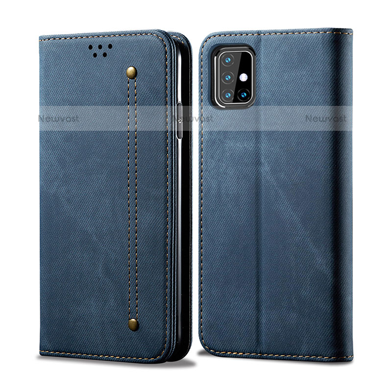 Cloth Case Stands Flip Cover B02S for Samsung Galaxy M31s Blue