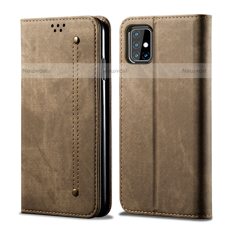 Cloth Case Stands Flip Cover B02S for Samsung Galaxy M31s Khaki