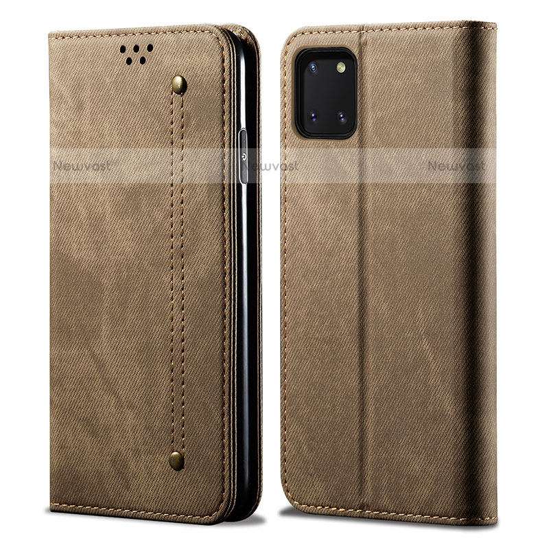 Cloth Case Stands Flip Cover B02S for Samsung Galaxy Note 10 Lite Khaki