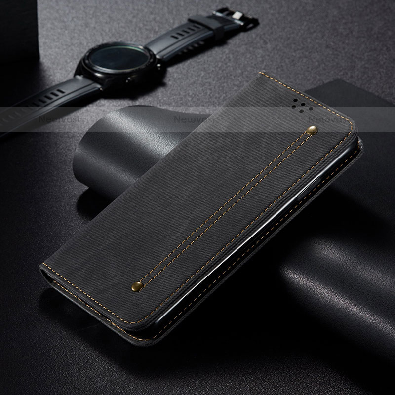 Cloth Case Stands Flip Cover B02S for Samsung Galaxy S21 5G Black