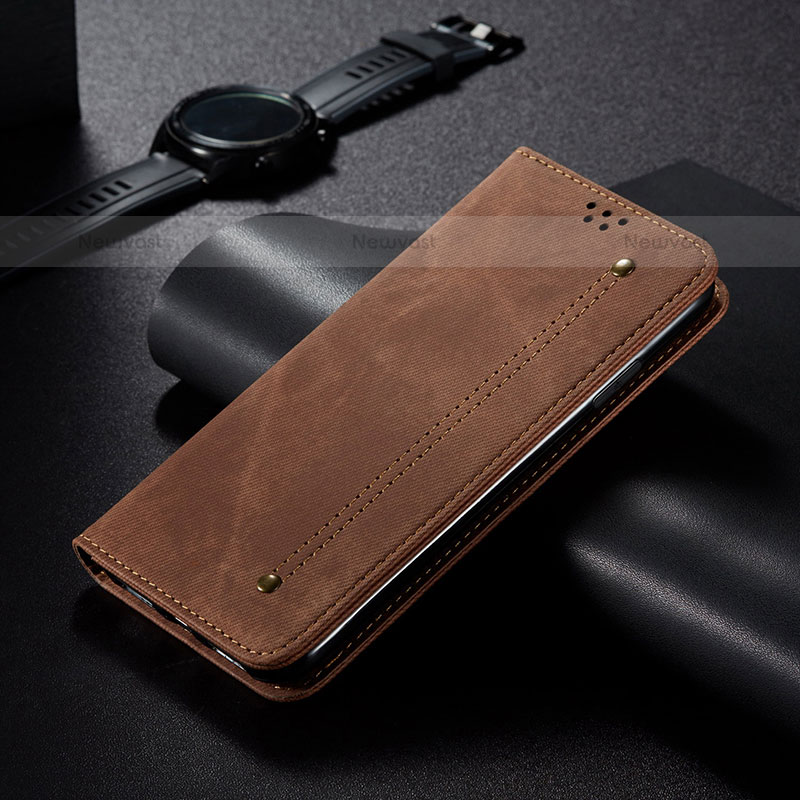 Cloth Case Stands Flip Cover B02S for Samsung Galaxy S21 Plus 5G Brown