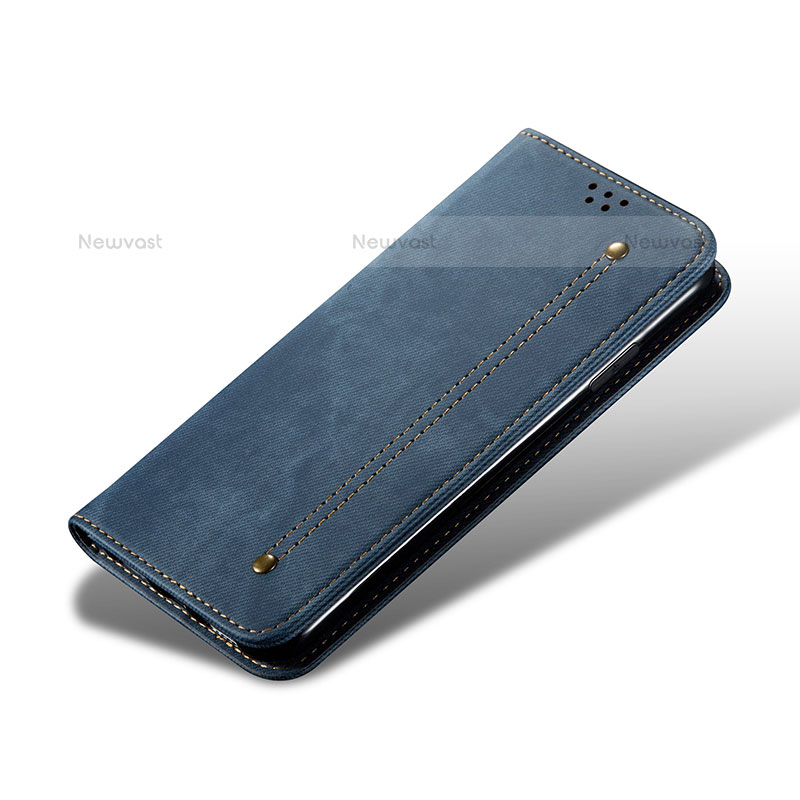 Cloth Case Stands Flip Cover B03S for Samsung Galaxy S22 Ultra 5G Blue