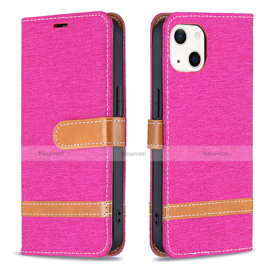 Cloth Case Stands Flip Cover for Apple iPhone 13 Hot Pink