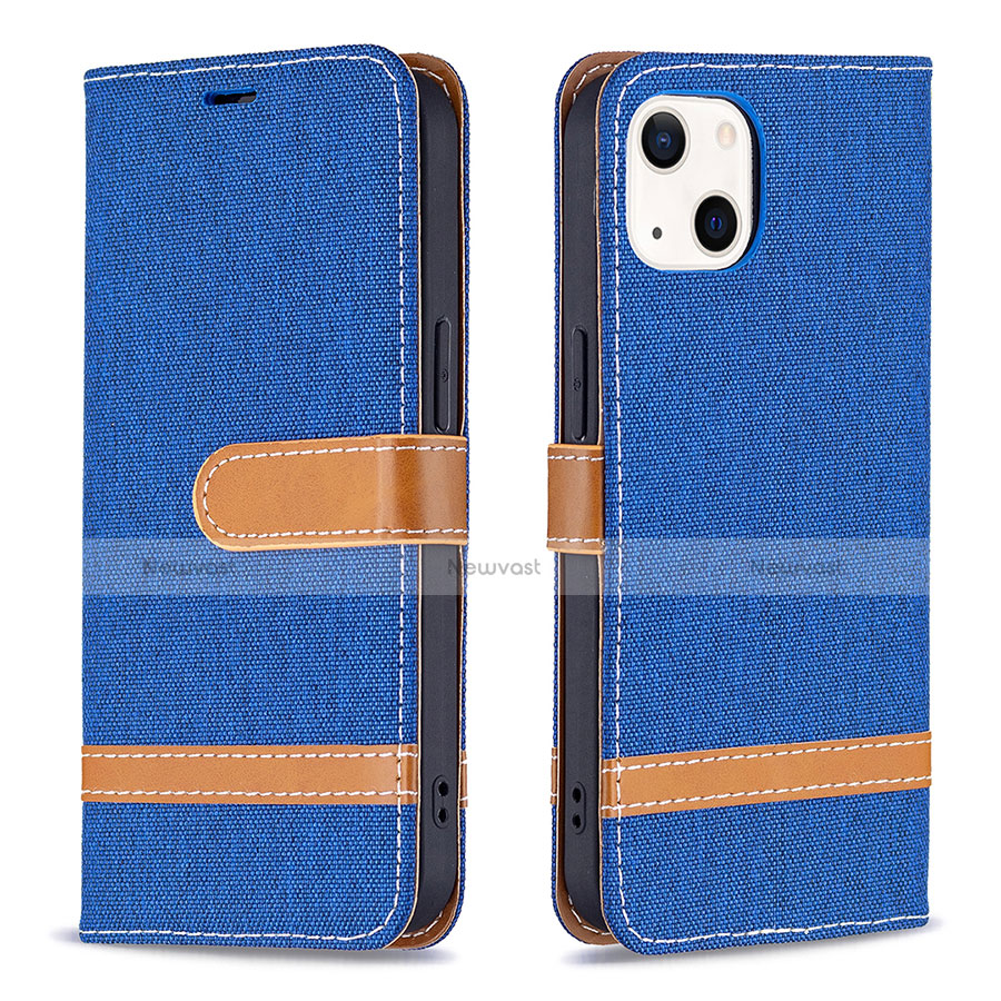 Cloth Case Stands Flip Cover for Apple iPhone 13 Mini Blue