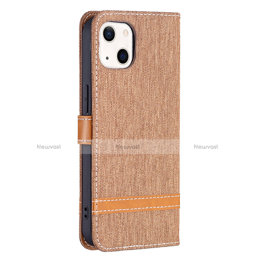 Cloth Case Stands Flip Cover for Apple iPhone 13 Mini Brown