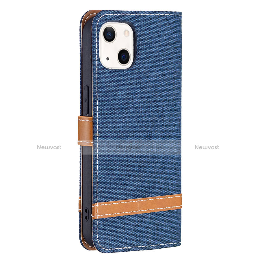 Cloth Case Stands Flip Cover for Apple iPhone 13 Mini Navy Blue