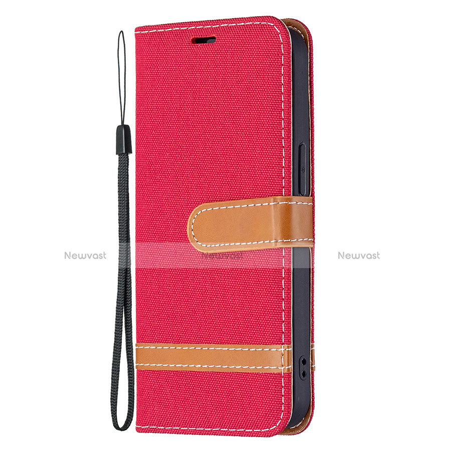 Cloth Case Stands Flip Cover for Apple iPhone 13 Mini Red