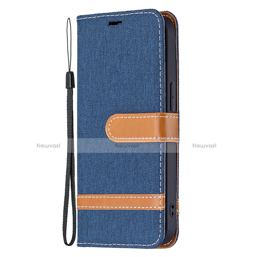 Cloth Case Stands Flip Cover for Apple iPhone 13 Navy Blue