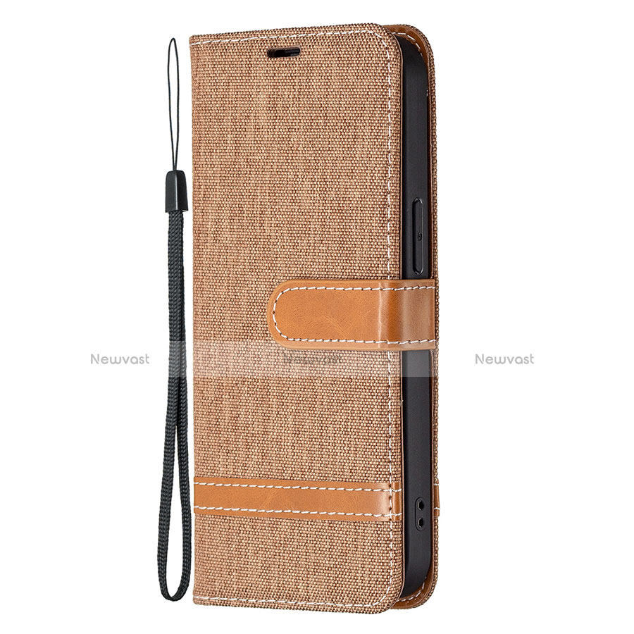 Cloth Case Stands Flip Cover for Apple iPhone 13 Pro Brown