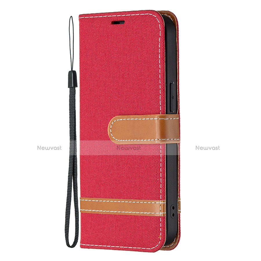 Cloth Case Stands Flip Cover for Apple iPhone 13 Pro Max Red