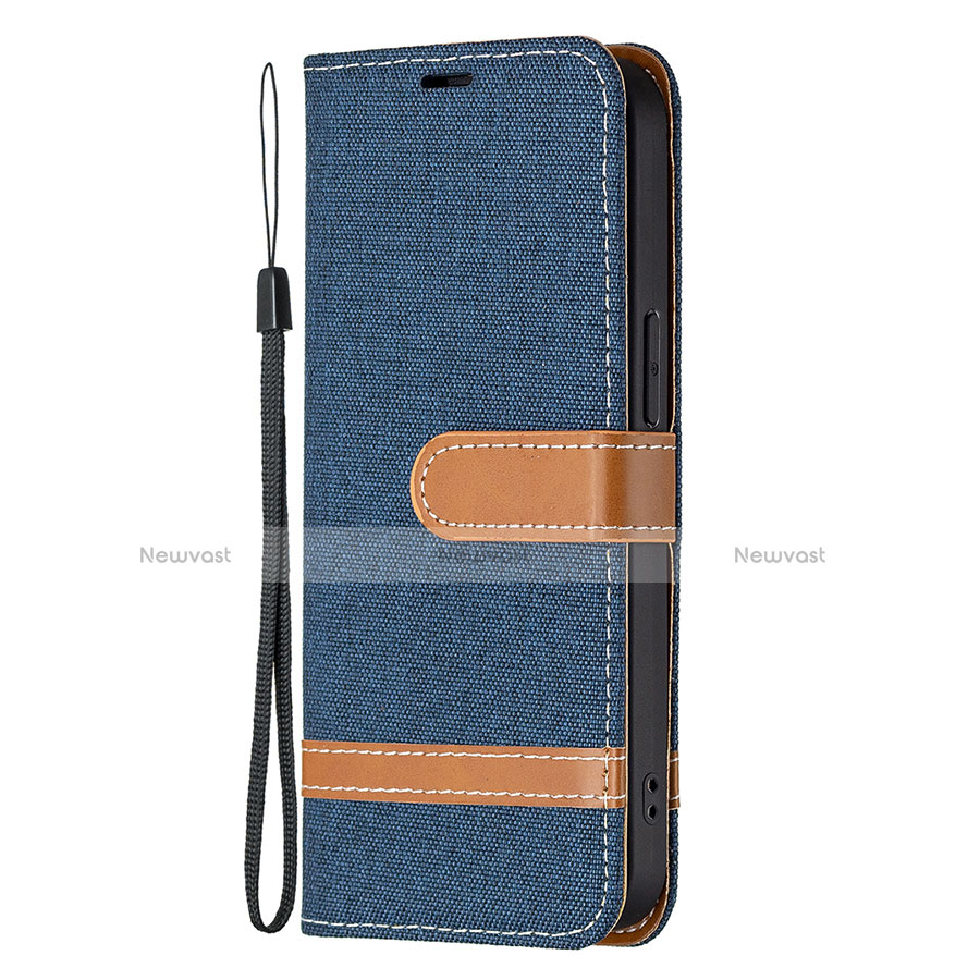 Cloth Case Stands Flip Cover for Apple iPhone 13 Pro Navy Blue