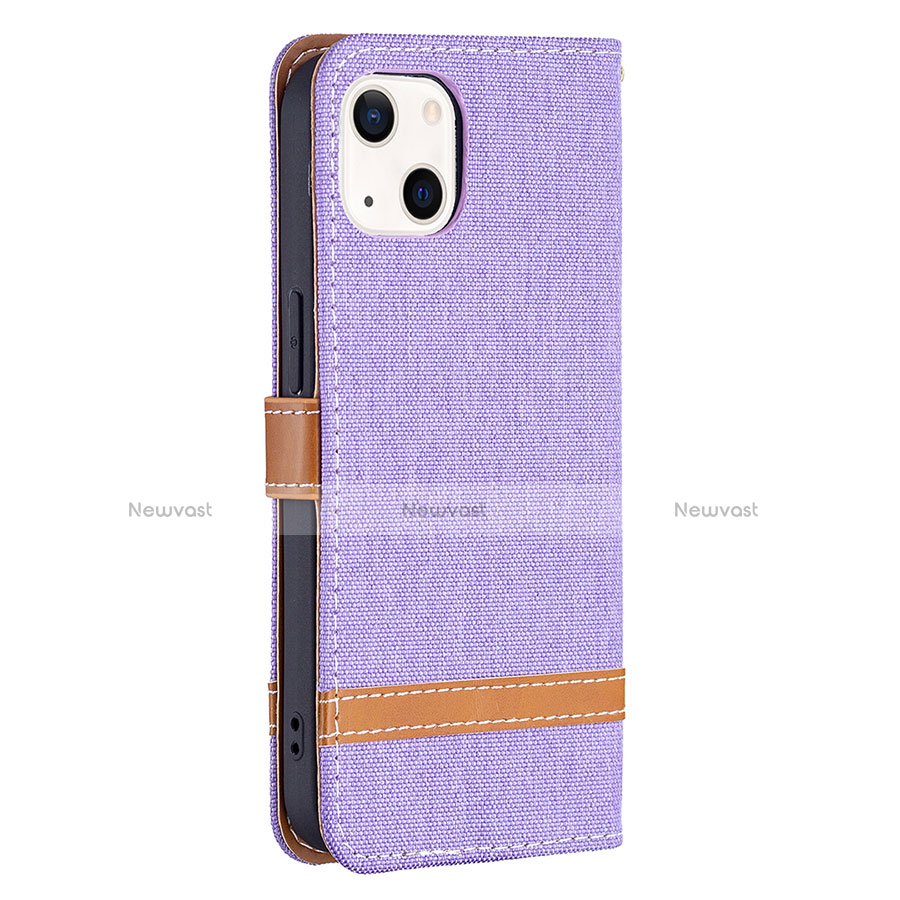 Cloth Case Stands Flip Cover for Apple iPhone 13 Purple