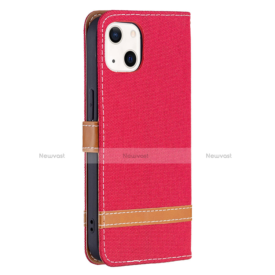 Cloth Case Stands Flip Cover for Apple iPhone 13 Red