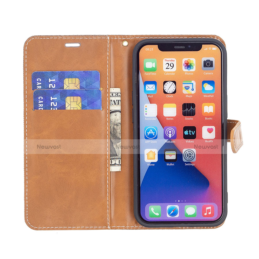 Cloth Case Stands Flip Cover for Apple iPhone 14 Plus Brown