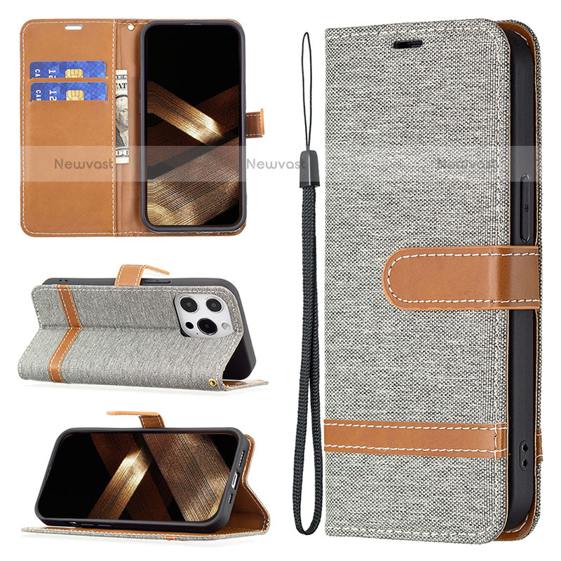 Cloth Case Stands Flip Cover for Apple iPhone 14 Pro Gray