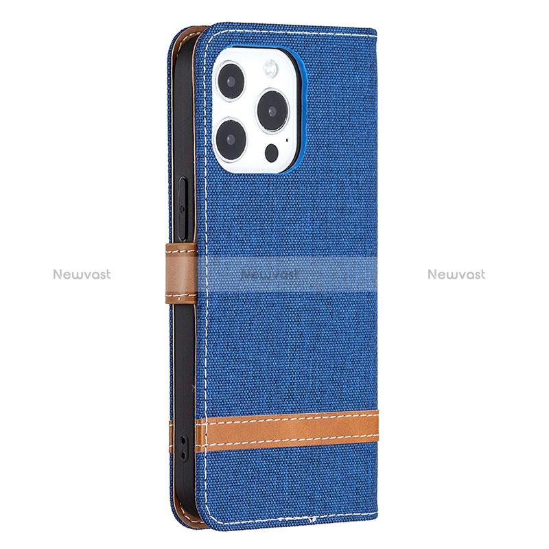 Cloth Case Stands Flip Cover for Apple iPhone 14 Pro Max Blue