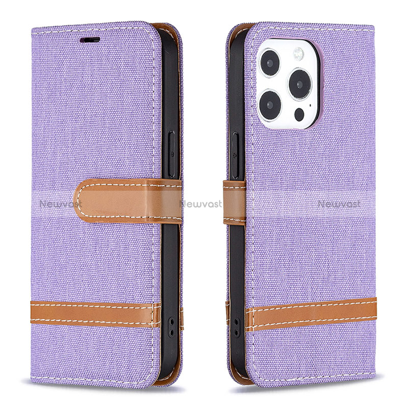 Cloth Case Stands Flip Cover for Apple iPhone 14 Pro Max Purple