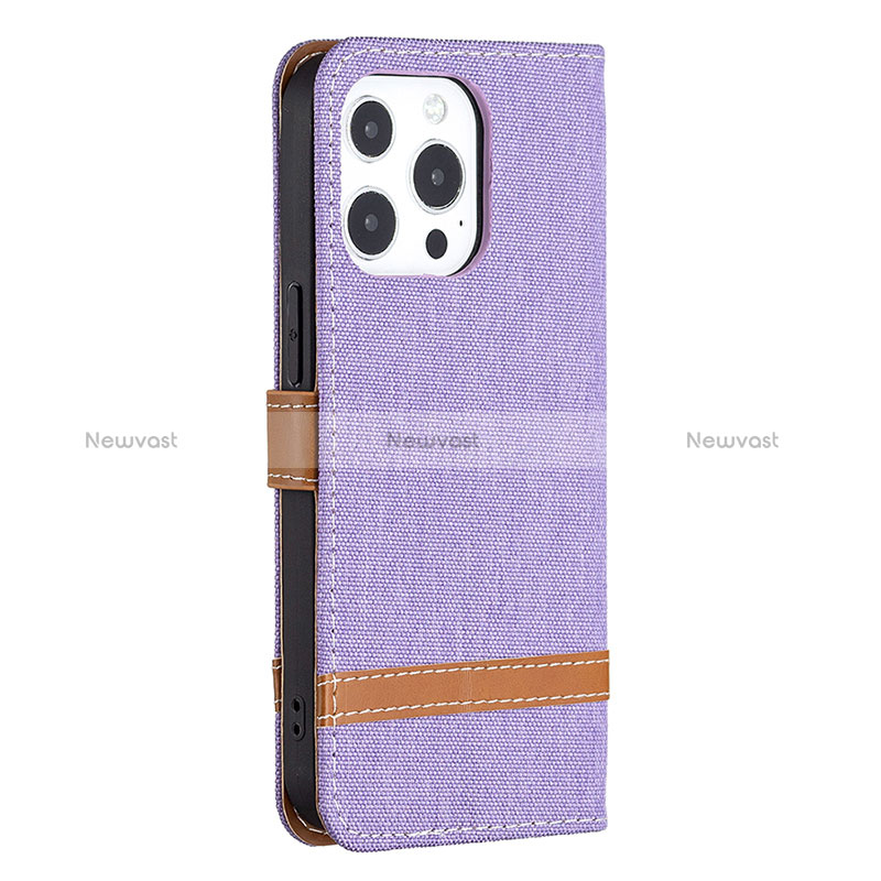 Cloth Case Stands Flip Cover for Apple iPhone 14 Pro Max Purple