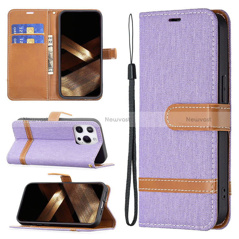 Cloth Case Stands Flip Cover for Apple iPhone 14 Pro Max Purple