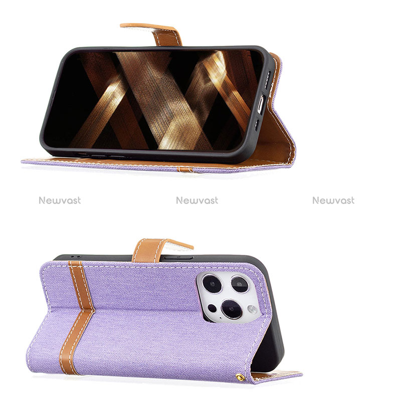 Cloth Case Stands Flip Cover for Apple iPhone 14 Pro Max Purple