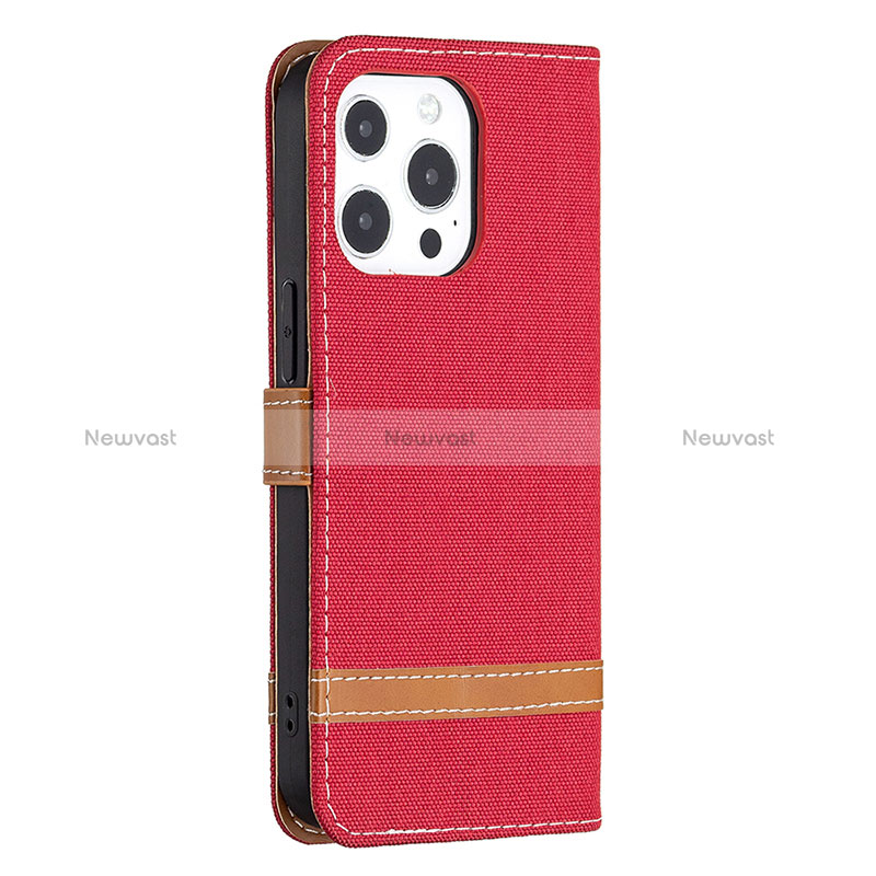 Cloth Case Stands Flip Cover for Apple iPhone 14 Pro Max Red