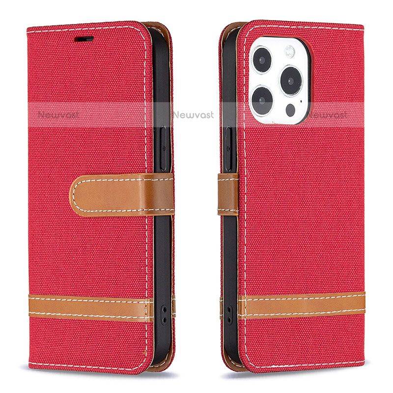 Cloth Case Stands Flip Cover for Apple iPhone 14 Pro Red