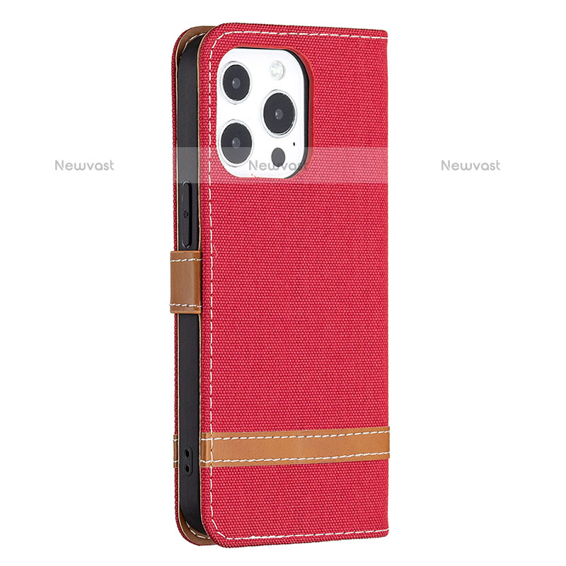 Cloth Case Stands Flip Cover for Apple iPhone 14 Pro Red