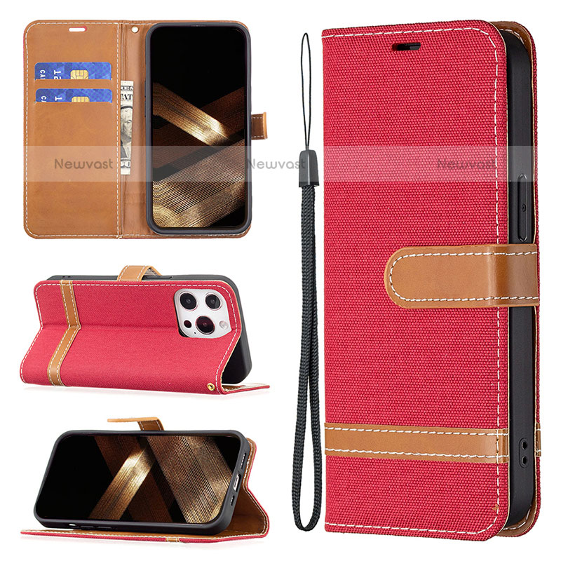 Cloth Case Stands Flip Cover for Apple iPhone 14 Pro Red