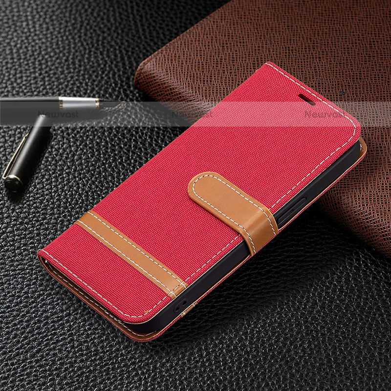 Cloth Case Stands Flip Cover for Apple iPhone 14 Pro Red