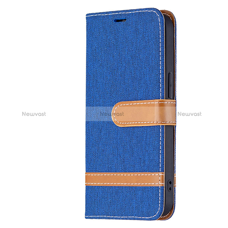 Cloth Case Stands Flip Cover for Apple iPhone 15 Blue