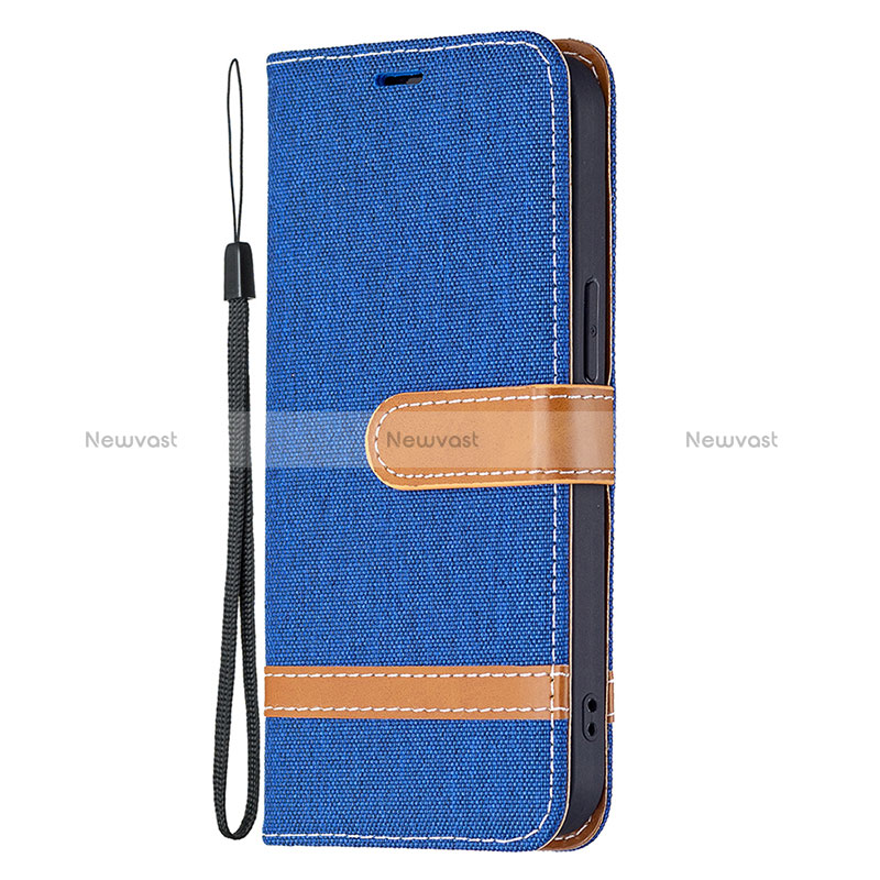 Cloth Case Stands Flip Cover for Apple iPhone 15 Blue