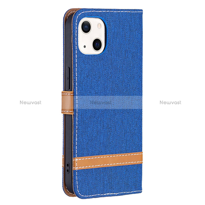 Cloth Case Stands Flip Cover for Apple iPhone 15 Blue