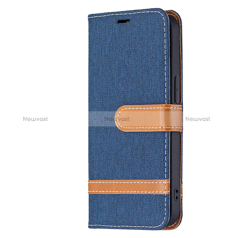 Cloth Case Stands Flip Cover for Apple iPhone 15 Navy Blue