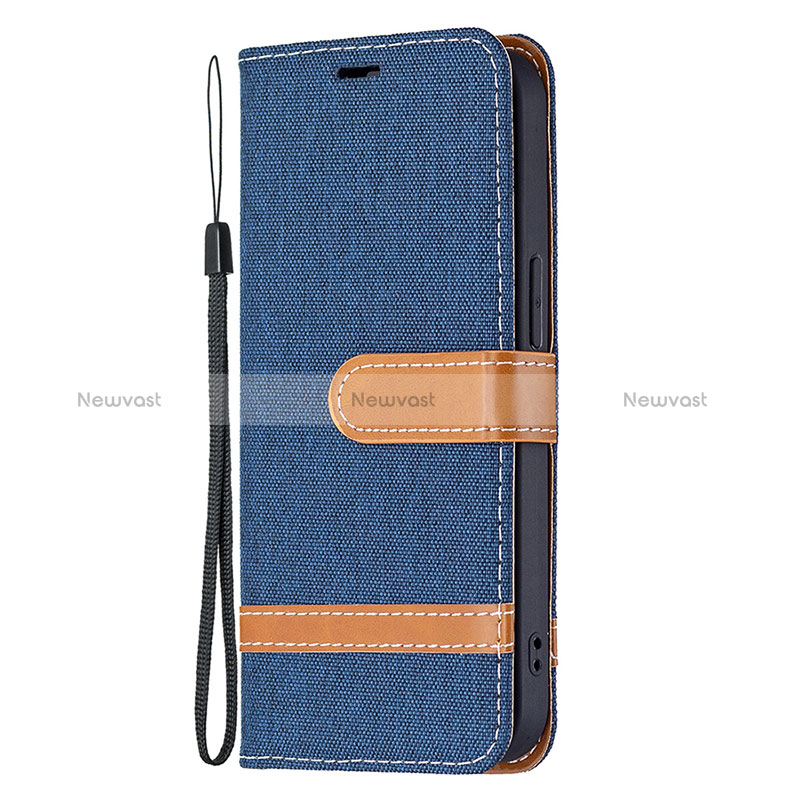 Cloth Case Stands Flip Cover for Apple iPhone 15 Navy Blue