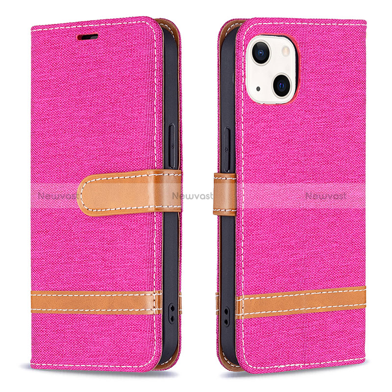 Cloth Case Stands Flip Cover for Apple iPhone 15 Plus Hot Pink