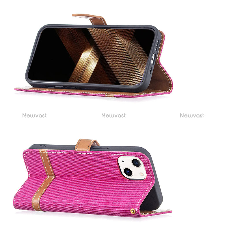 Cloth Case Stands Flip Cover for Apple iPhone 15 Plus Hot Pink