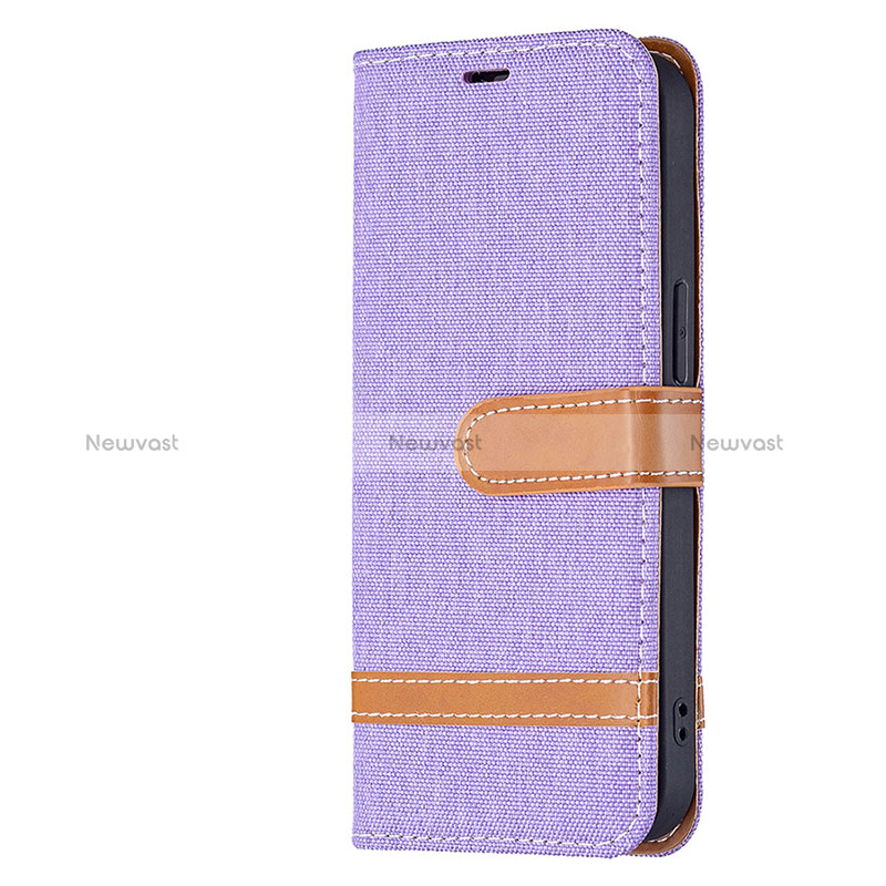 Cloth Case Stands Flip Cover for Apple iPhone 15 Plus Purple