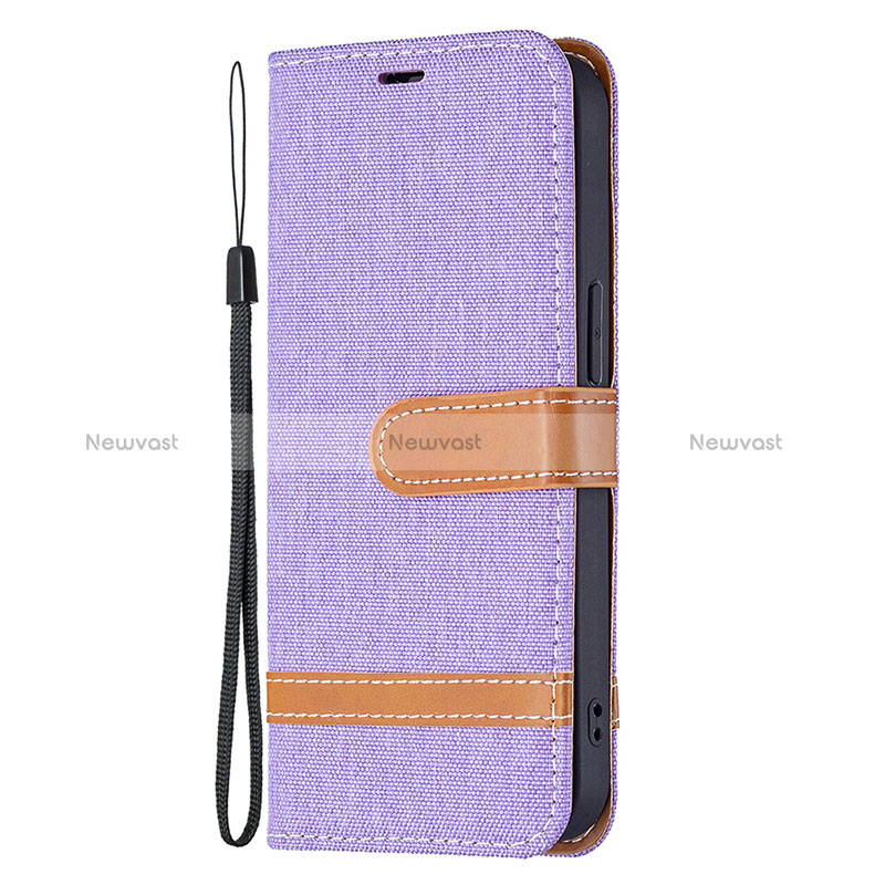 Cloth Case Stands Flip Cover for Apple iPhone 15 Plus Purple