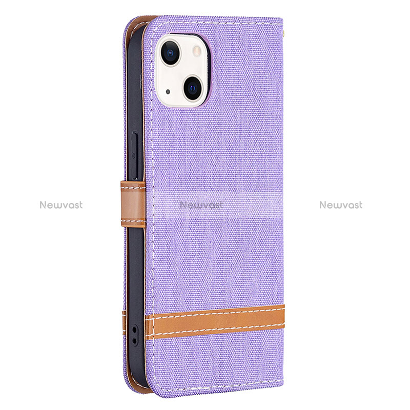 Cloth Case Stands Flip Cover for Apple iPhone 15 Plus Purple