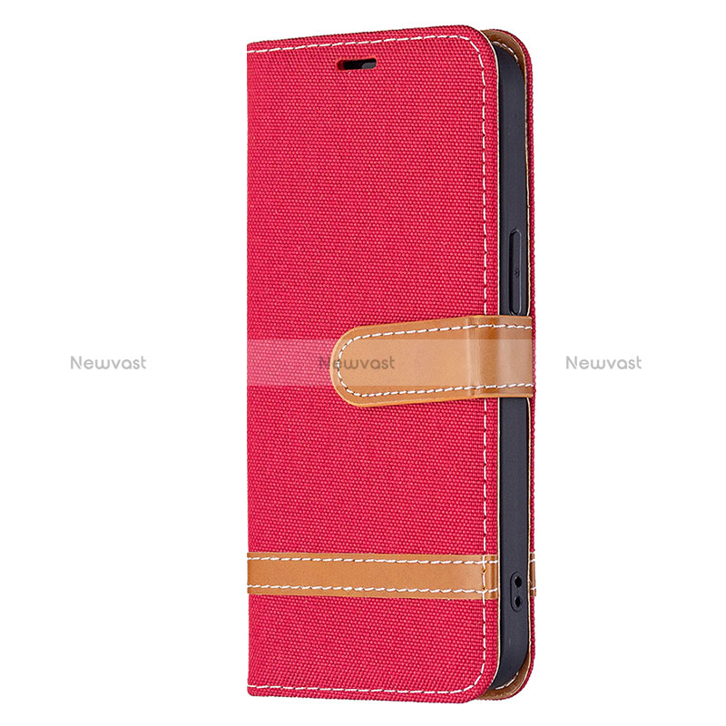 Cloth Case Stands Flip Cover for Apple iPhone 15 Plus Red