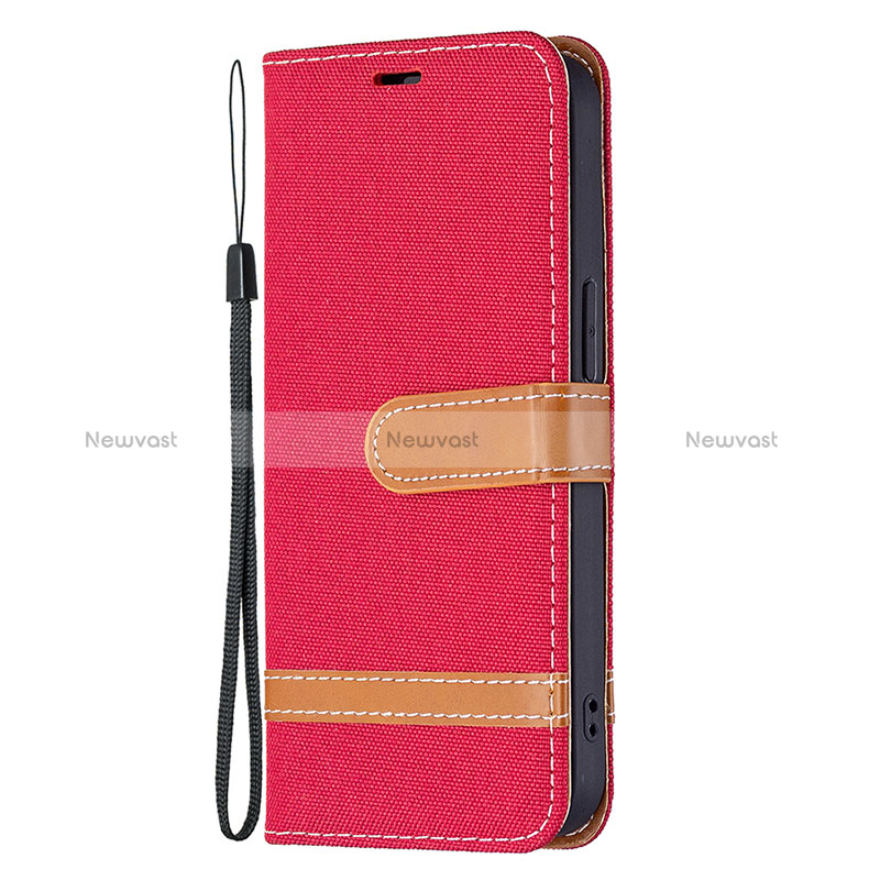 Cloth Case Stands Flip Cover for Apple iPhone 15 Plus Red