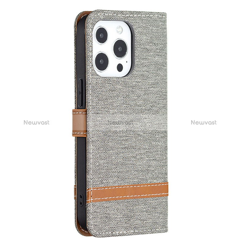 Cloth Case Stands Flip Cover for Apple iPhone 15 Pro Gray