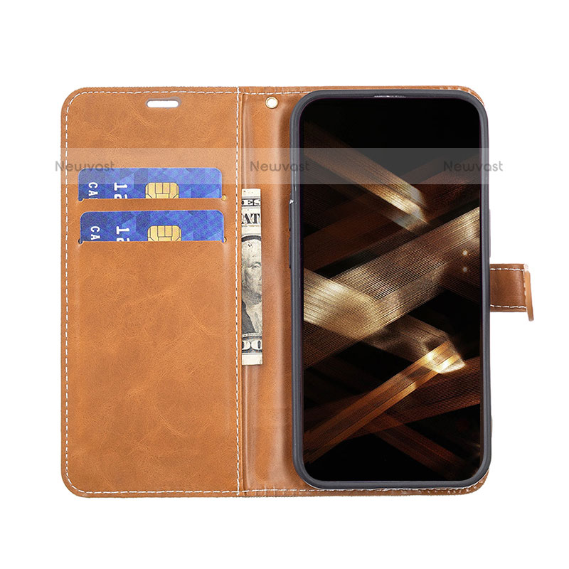 Cloth Case Stands Flip Cover for Apple iPhone 15 Pro Max Brown