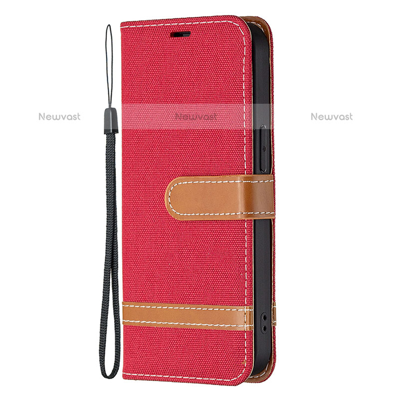 Cloth Case Stands Flip Cover for Apple iPhone 15 Pro Max Red