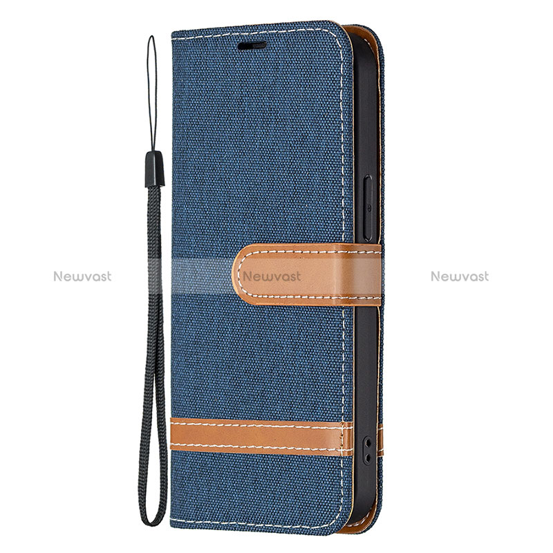 Cloth Case Stands Flip Cover for Apple iPhone 15 Pro Navy Blue